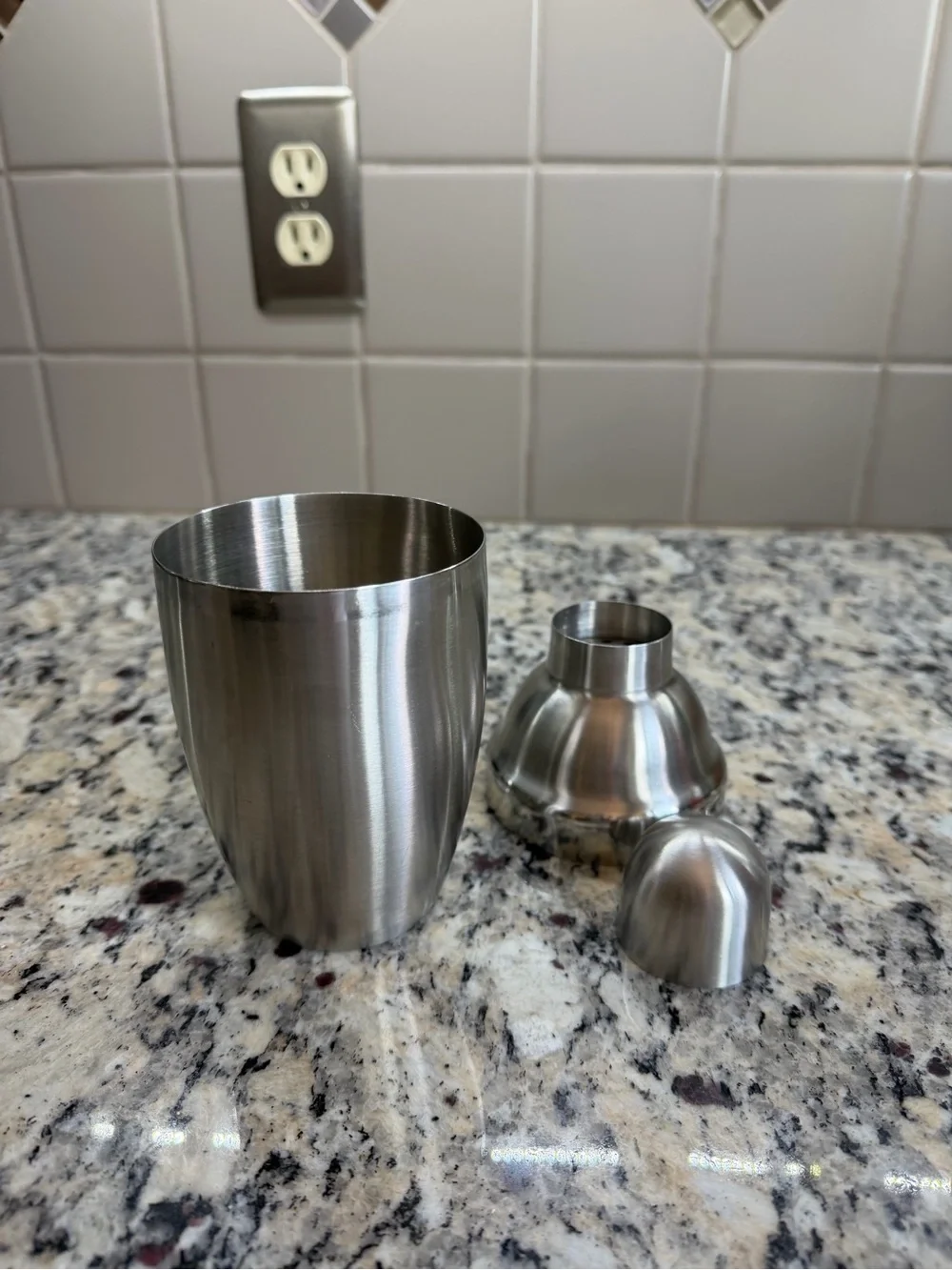 Stainless Steel Cocktail Shaker and Martini Glass Set - Silver